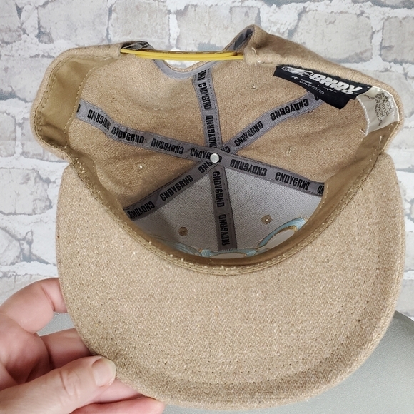 Vintage Candy Grind Logo Wool Snapback Hat Tan  Blue - Picture 8 of 10